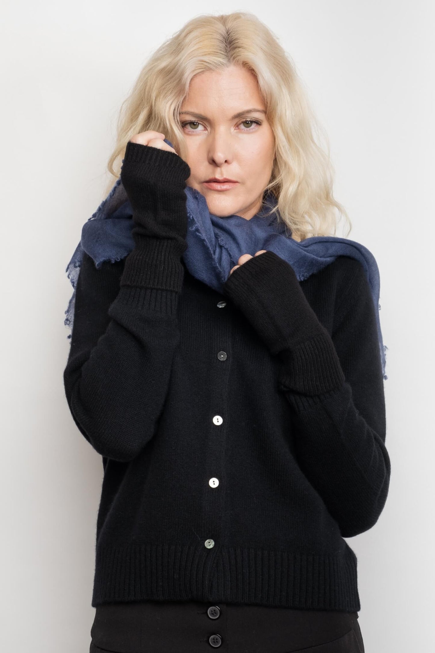 Cashmere Fingerless Gloves Mittens - Beige