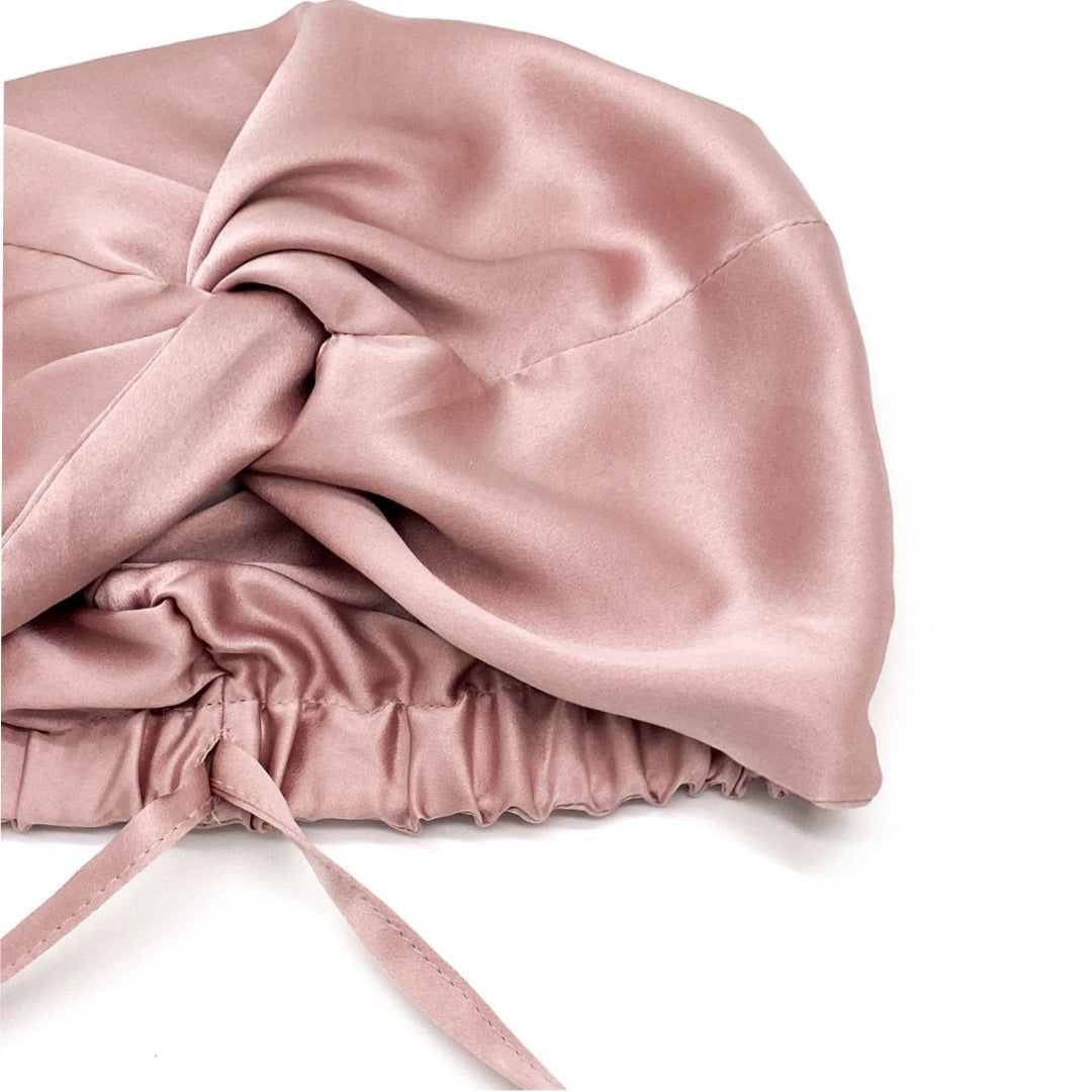 Champagne Mulberry Silk Hair Bonnet – Double-Lined, Adjustable Fit