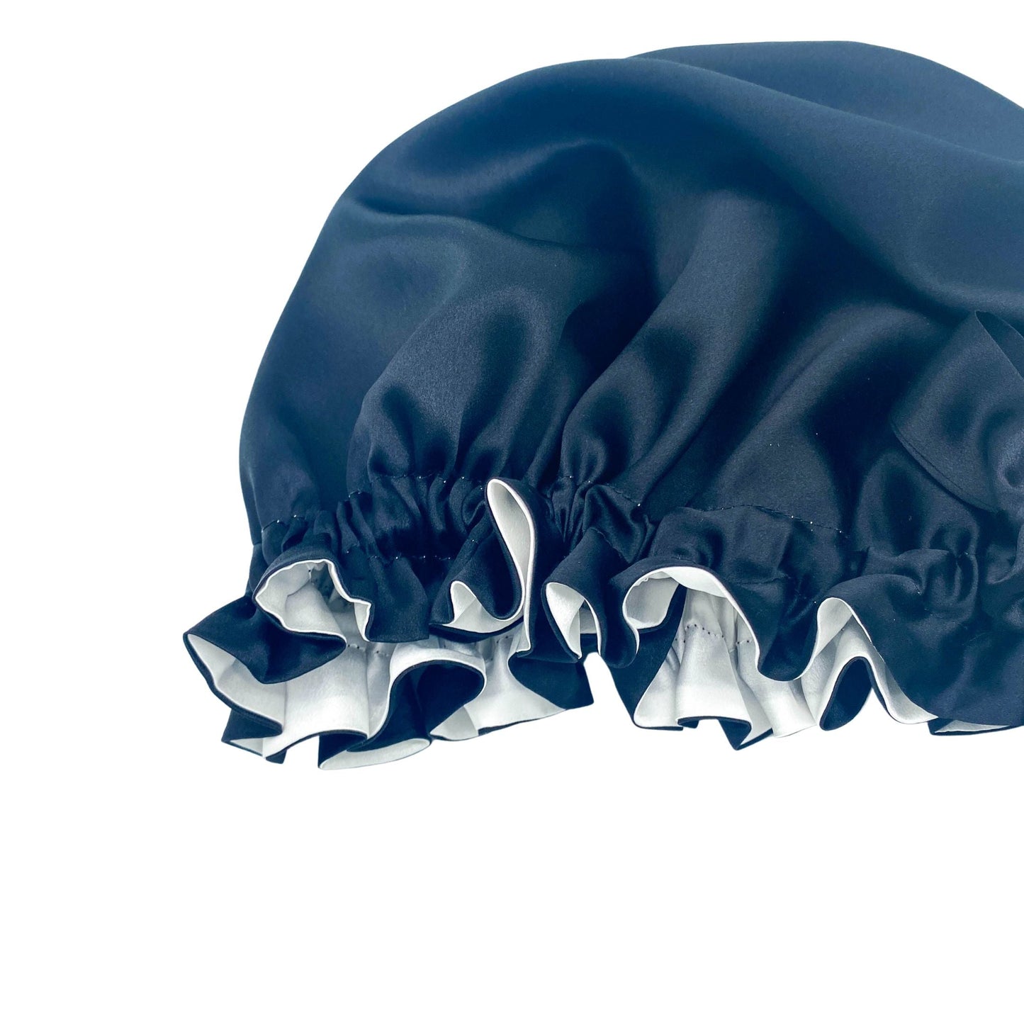 Large Double-Lined Adjustable Silk Hair Bonnet Turban - Silver