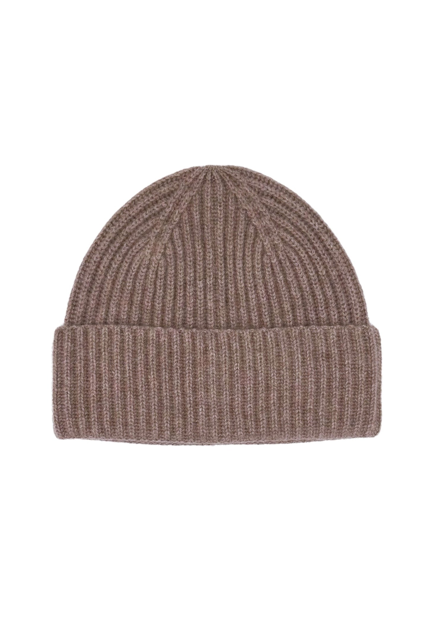 Cashmere Unisex Striped Beanie - Chestnut