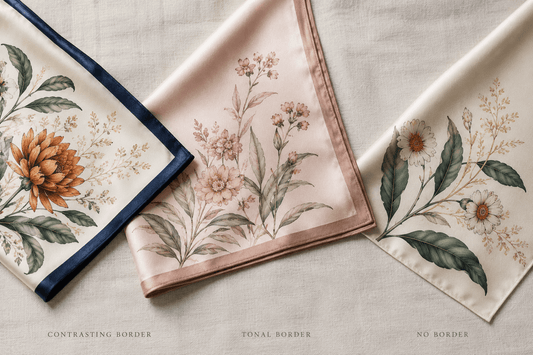 Guide to border and hem colour on a custom silk scarf