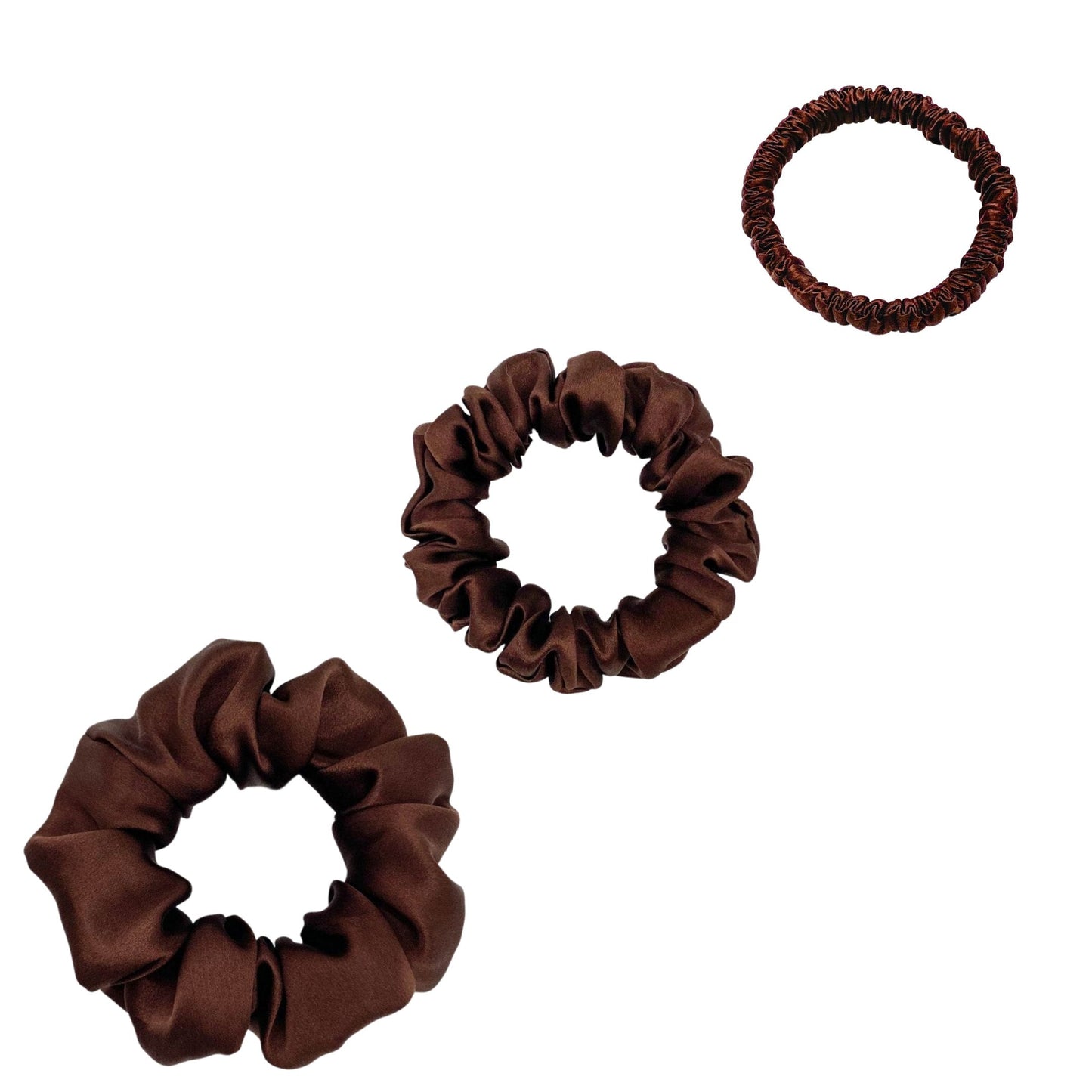 Silk Scrunchies Set - Champagne Gold - Mini, Small, Medium - Lovesilk.co.nz