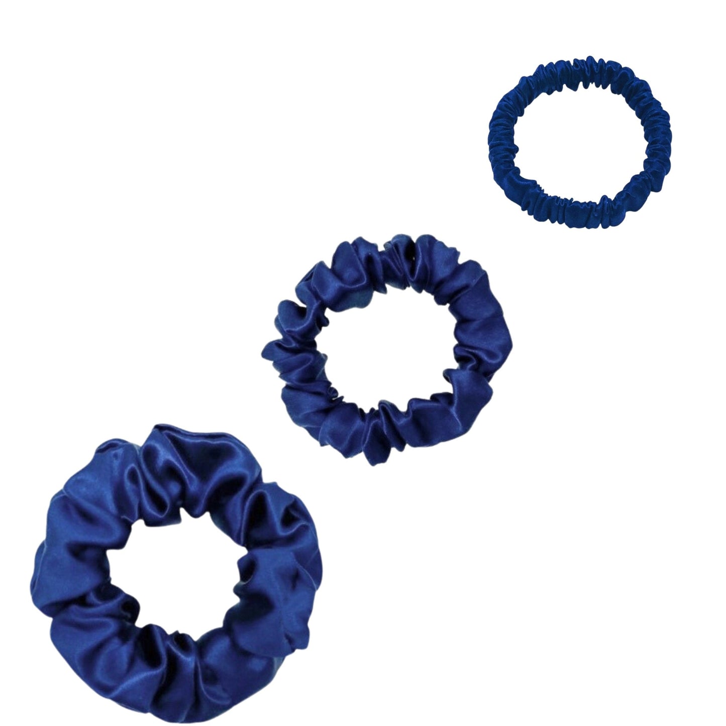 Silk Scrunchies Set - Black - Mini, Small, Medium - Lovesilk.co.nz