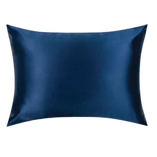 Navy Blue Silk Pillowcase - Queen Size - Zip Closure