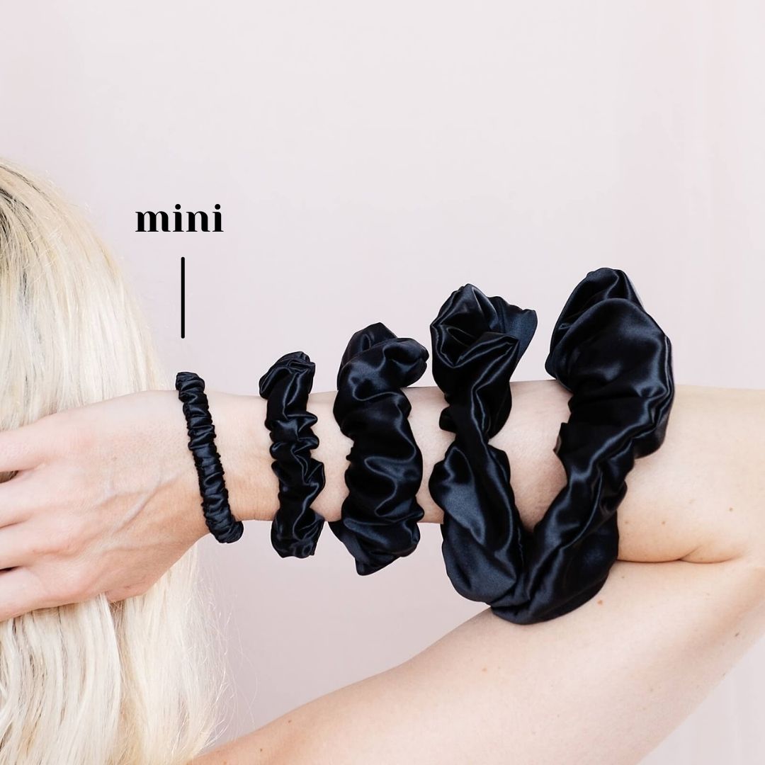 3 Pack Premium Mulberry Silk Scrunchies - Champagne Gold - Mini - Lovesilk.co.nz