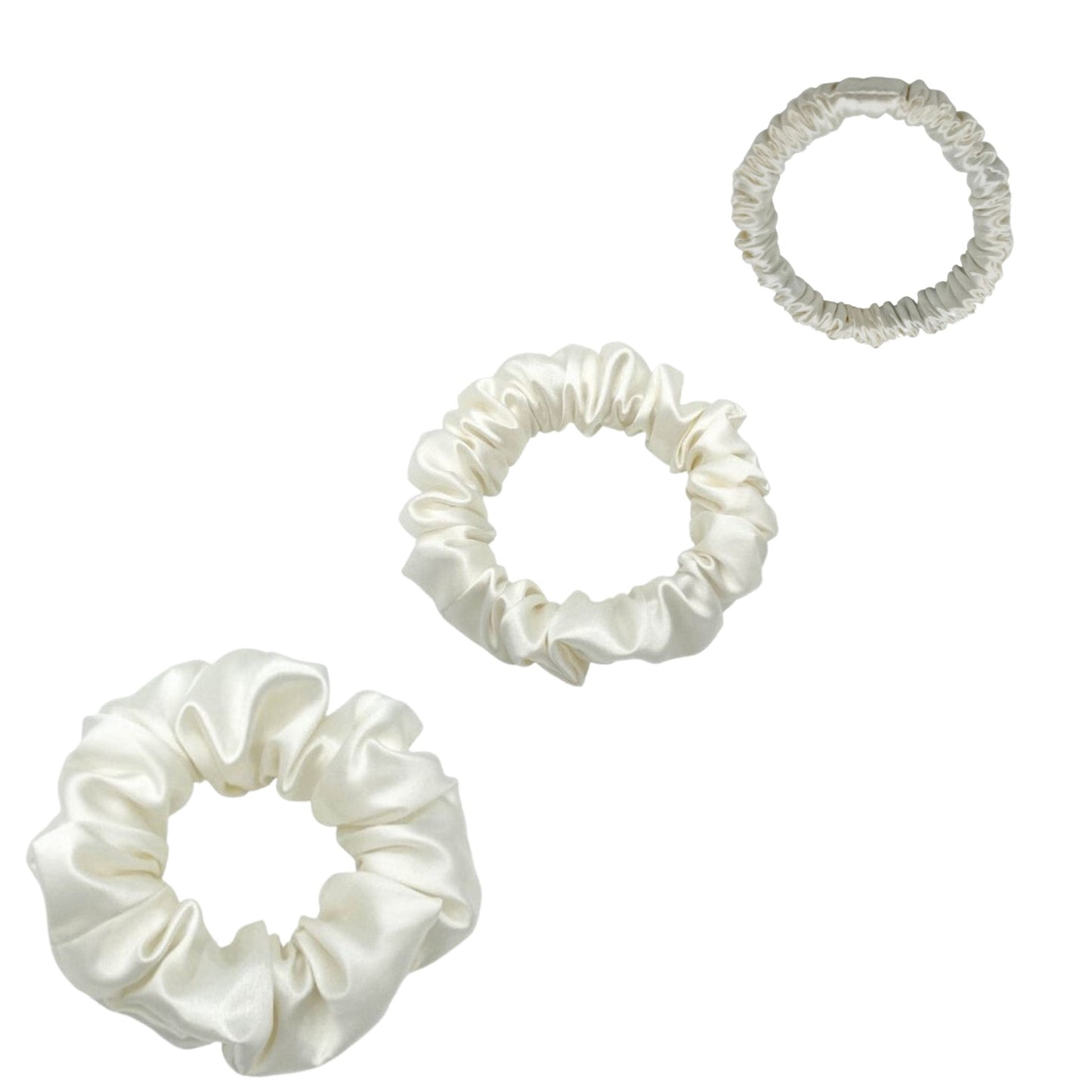 Silk Scrunchies Set - Champagne Gold - Mini, Small, Medium - Lovesilk.co.nz