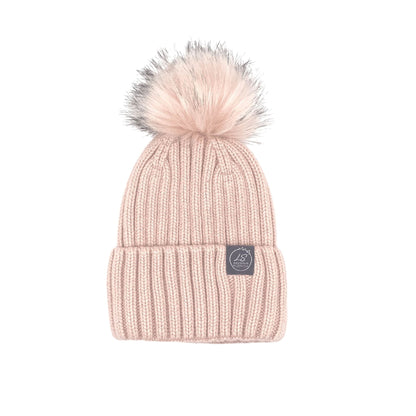 Mulberry Silk-Lined Classic Ribbed Pattern Cashmere Beanie Hat With Removable Pom Pom - Black