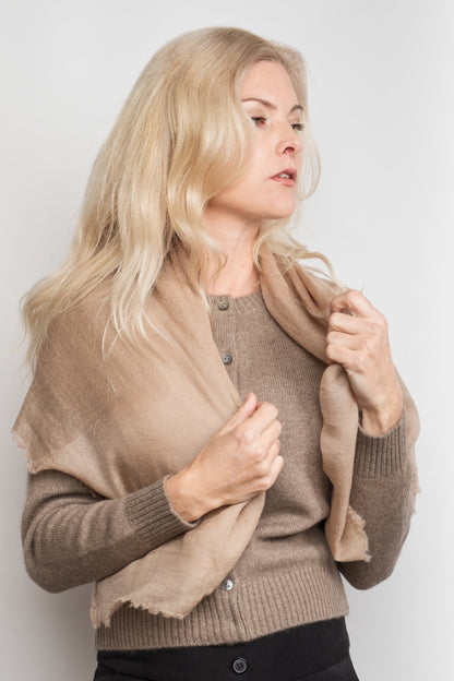 Ultrafine Lightweight Cashmere Scarf - Sand