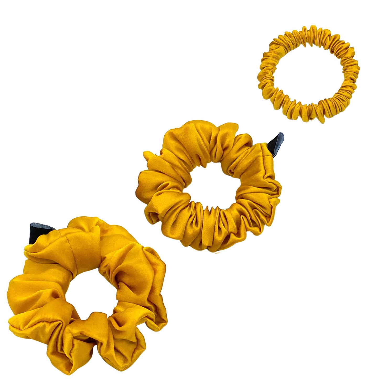 Silk Scrunchies Set - Champagne Gold - Mini, Small, Medium - Lovesilk.co.nz