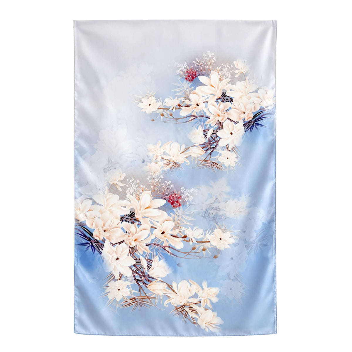 Blue Magnolia Pure Mulberry Silk Extra Large Long Scarf
