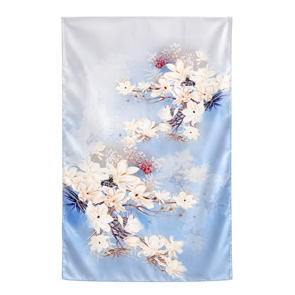 Blue Magnolia Pure Mulberry Silk Extra Large Long Scarf