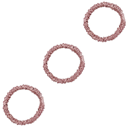 3 Pack Premium Mulberry Silk Scrunchies - Champagne Gold - Mini - Lovesilk.co.nz