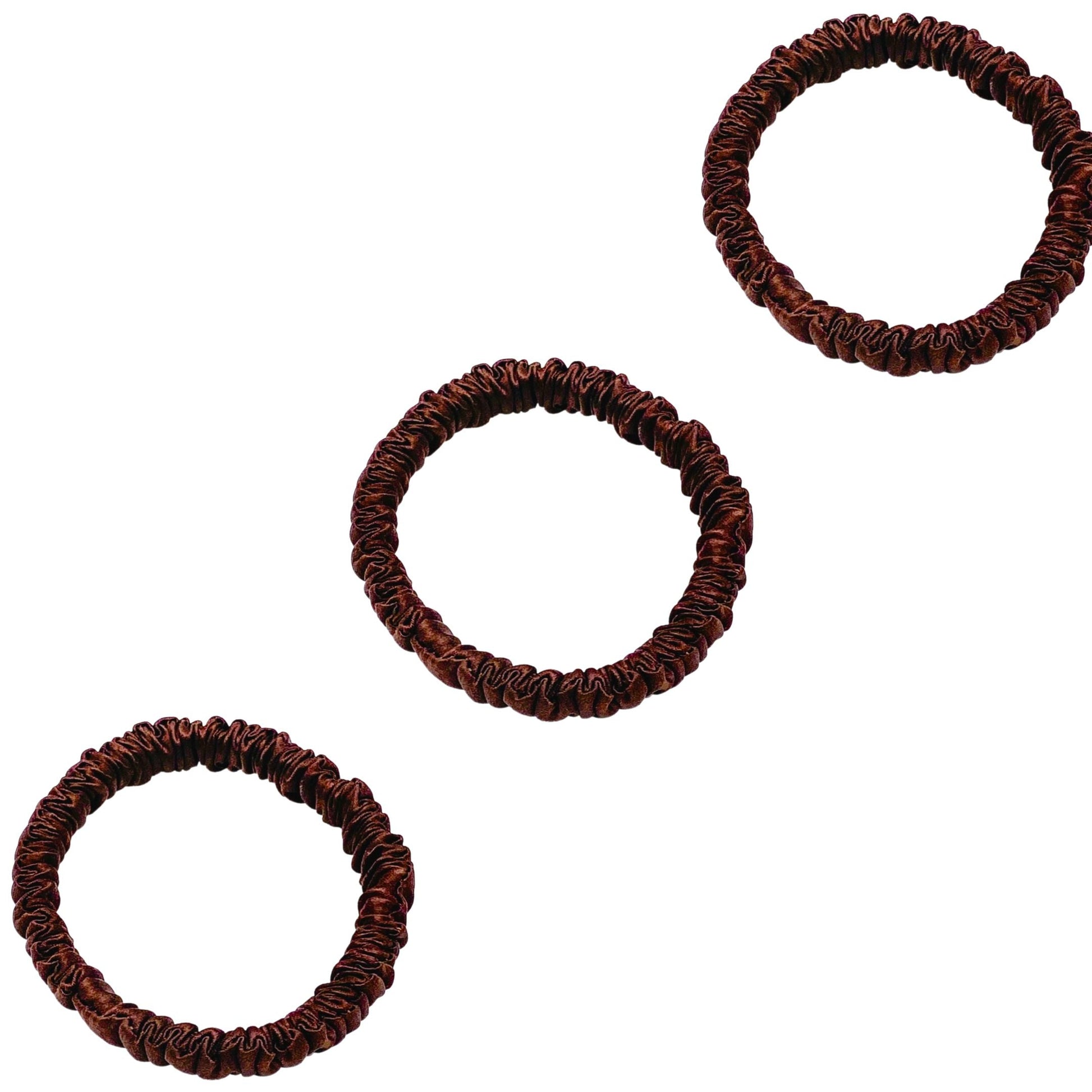 3 Pack Premium Mulberry Silk Scrunchies - Champagne Gold - Mini - Lovesilk.co.nz