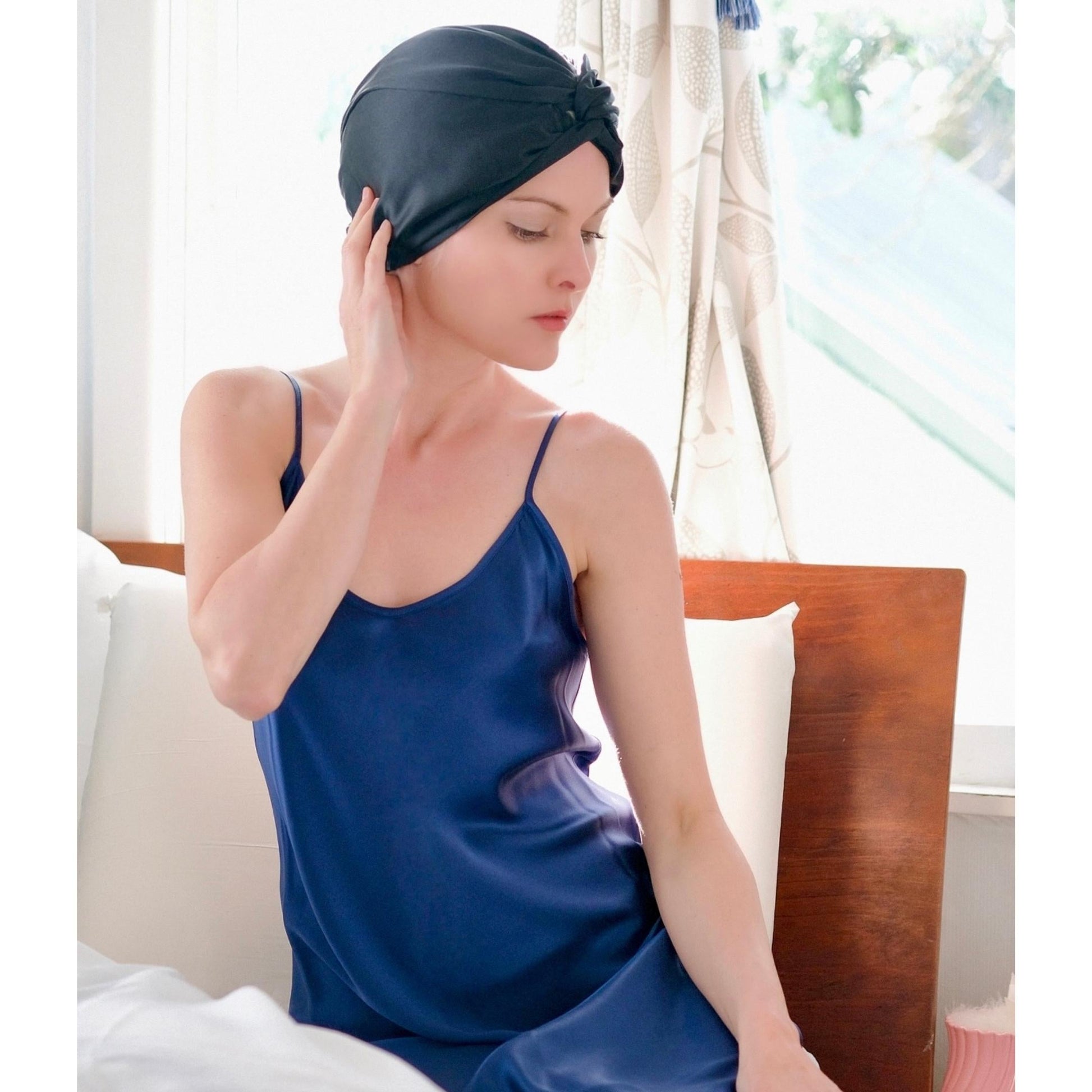 Silk Sleep Cap for Women Hair Care Natural Silk Double Layer Bonnet - Champagne Gold - One Size Fits Most - Lovesilk.co.nz