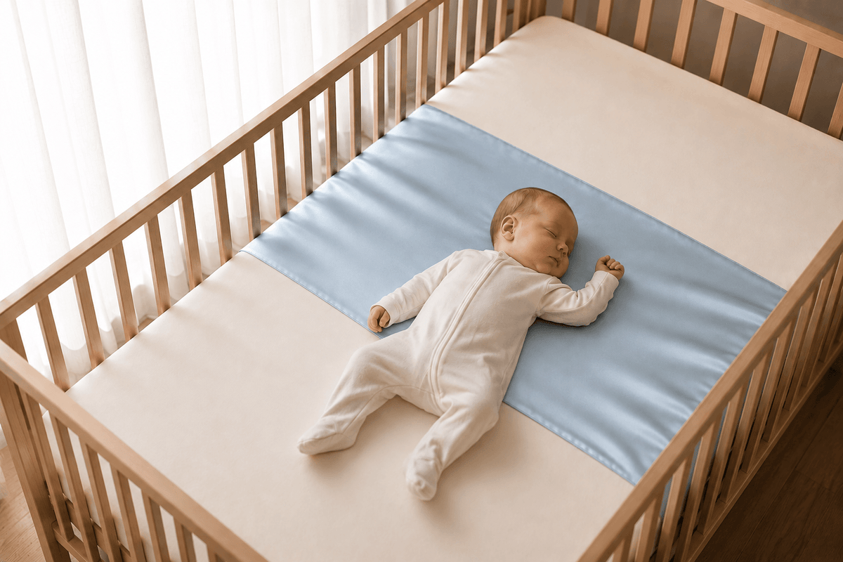 Silk Crib & Bassinet Sleeve 100% Pure Mulberry Silk Slip for Baby Cribs - Sky Blue