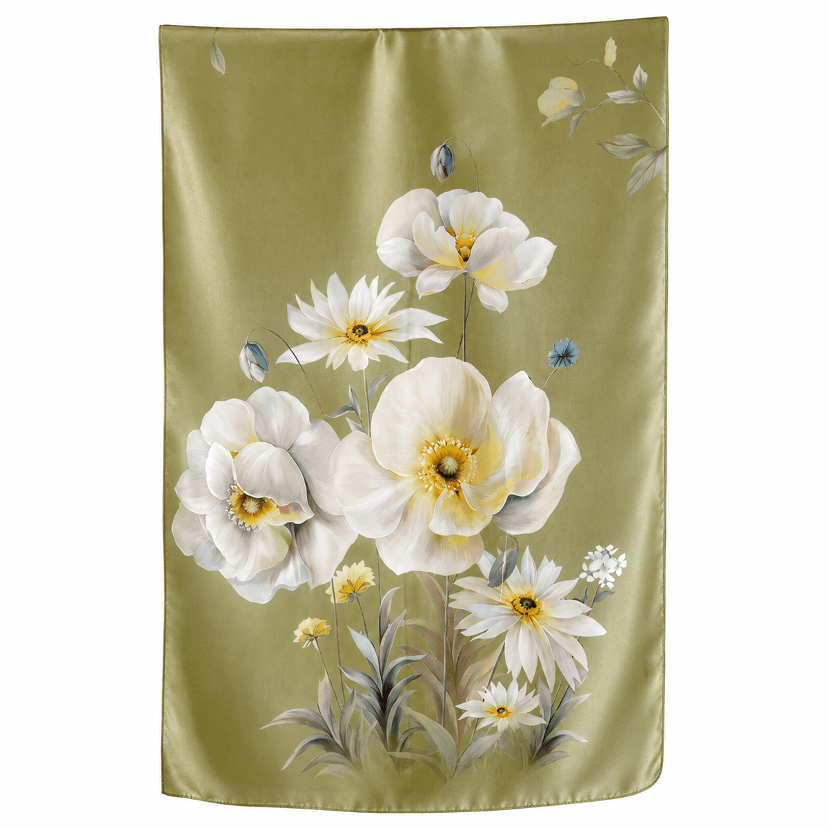Olive Meadow Pure Mulberry Silk Extra Large Long Scarf